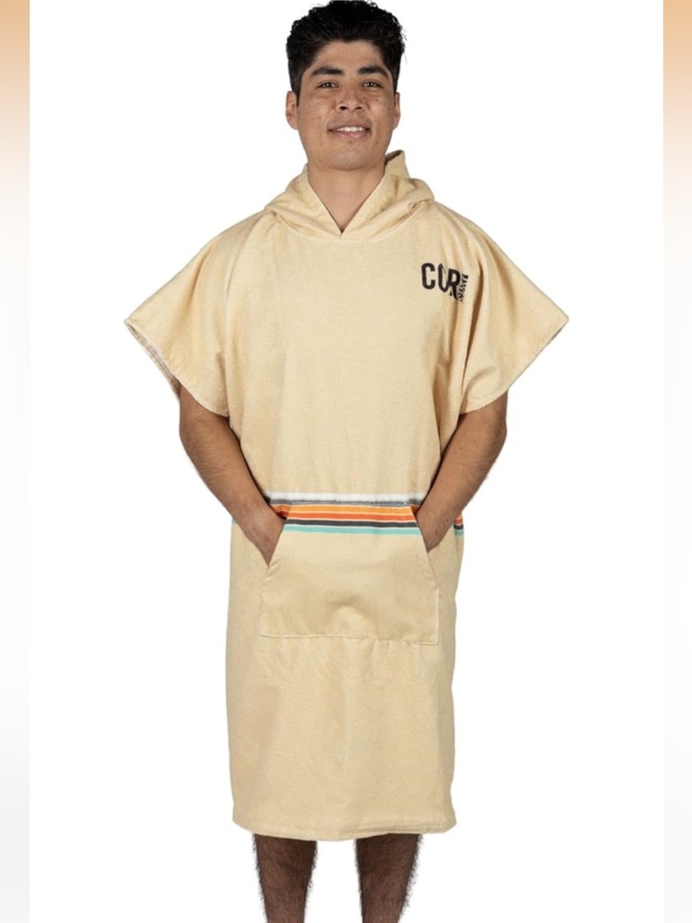 COR Surf Poncho Changing Towel Robe with Hood and Front Pocket Large Retro Sand